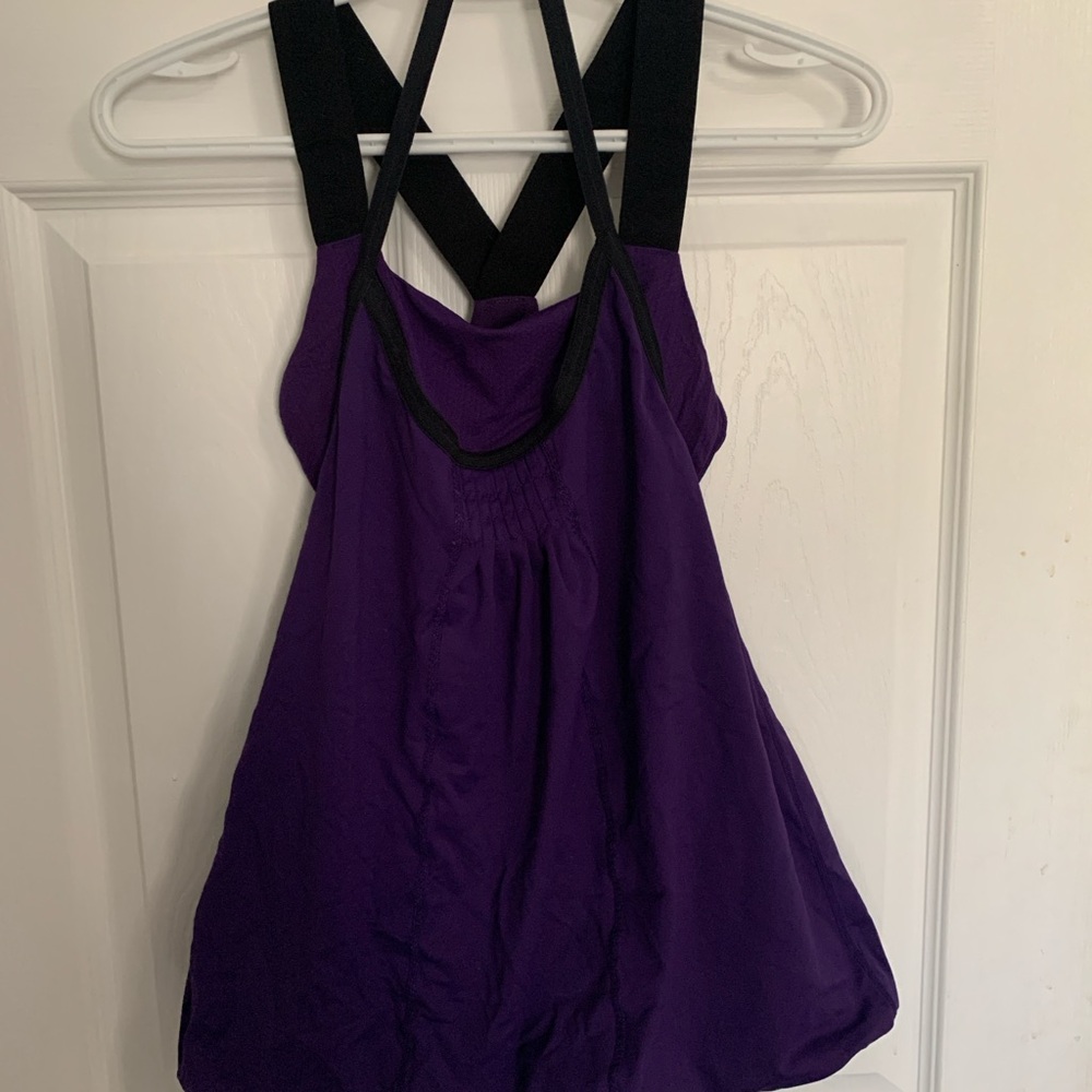Lululemon Purple and Black double layered Strappy Top Sz 4